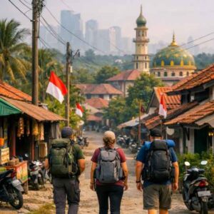 Backpacker yang sedang jalan-jalan