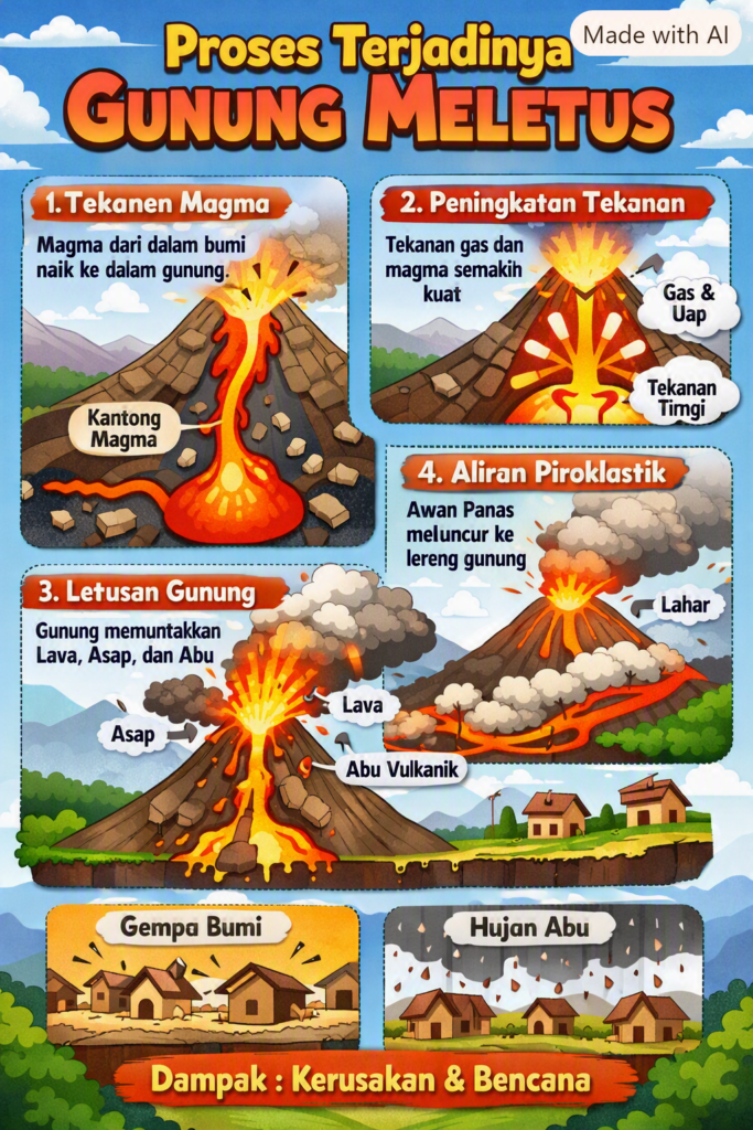 Infografis gunung meletus